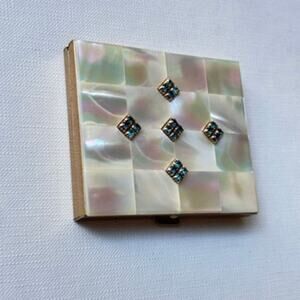 Vintage Mother of Pearl Compact Mirror | 1960s Vanity Compact | Mid Century